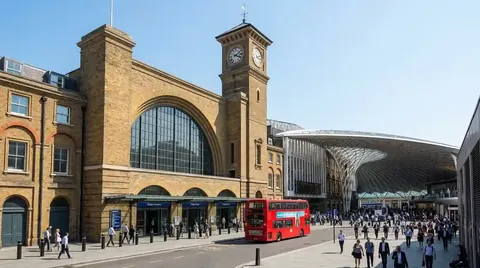 King's Cross station clock tower and forecourt